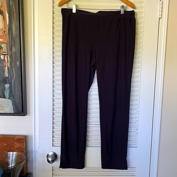 Stretch crepe ankle pant with side slits by Eileen Fisher, dark navy, sz. M. - Picture 2 of 4
